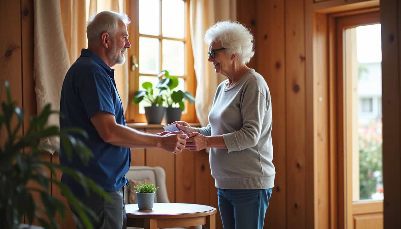 Échange entre un technicien et un résident lors d’un rendez-vous devis pour un monte-escalier à Saulxures-sur-Moselotte