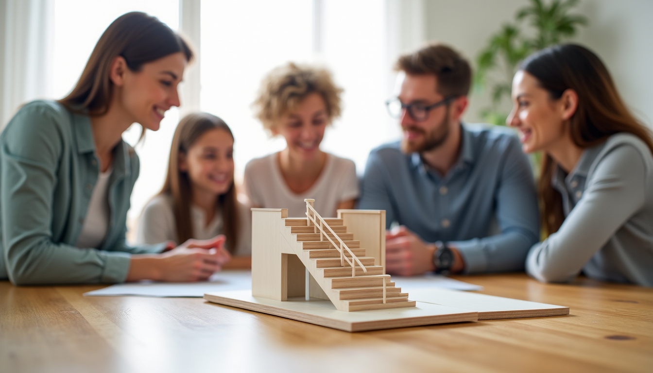 Famille discutant avec un installateur autour d
