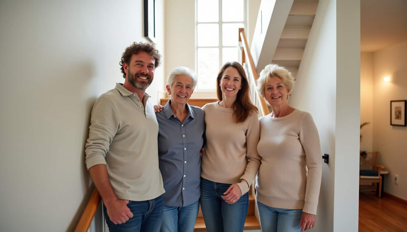 Famille souriante avec monte-escalier installé à Eysines