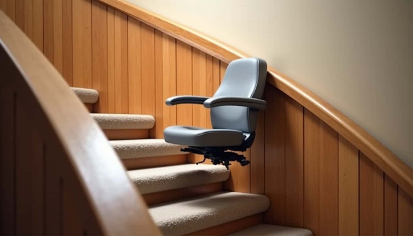 Fonctionnement d’un monte-escalier tournant avec rail sur mesure