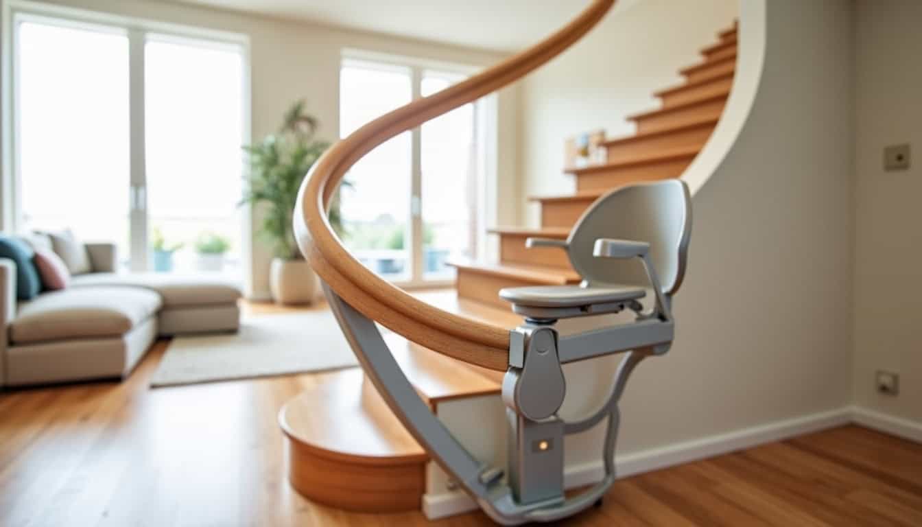 Installation d’un monte-escalier courbe dans une maison à Séné