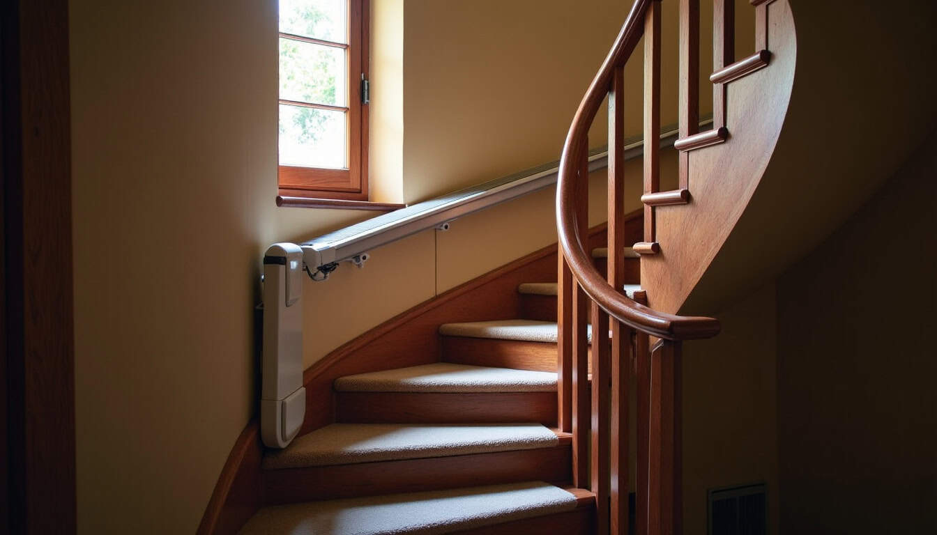 Installation d’un monte-escalier courbe dans une maison ancienne à Noyarey