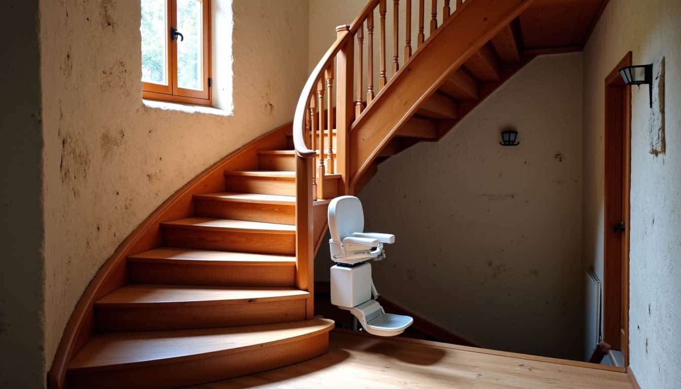 Installation d’un monte-escalier dans une maison ancienne à Limerzel
