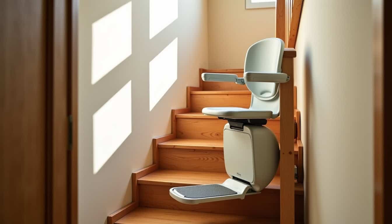 Installation d’un monte-escalier droit dans une maison à Morbier