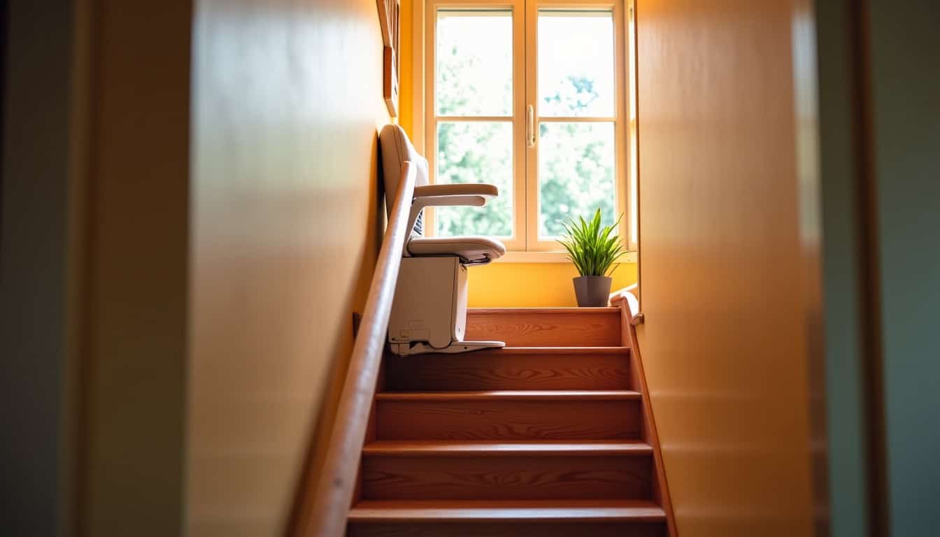 Installation d’un monte-escalier droit dans une maison à Neufchâtel-en-Bray