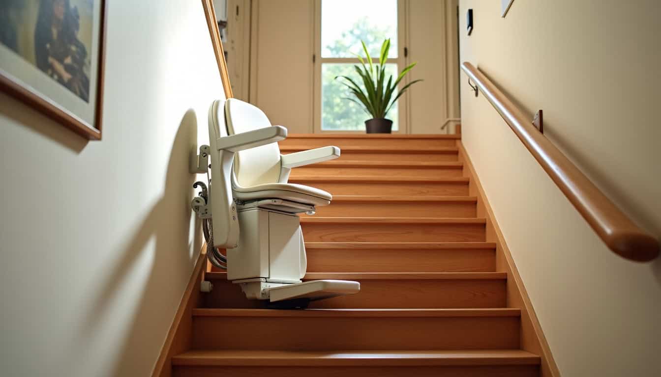 Installation d’un monte-escalier droit dans une maison à Saint-Didier-de-la-Tour