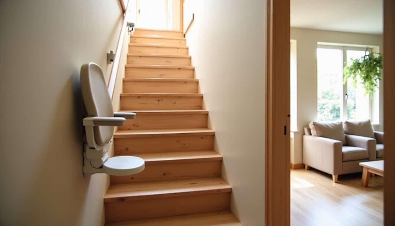 Installation d’un monte-escalier droit dans une maison à Saint-Léon