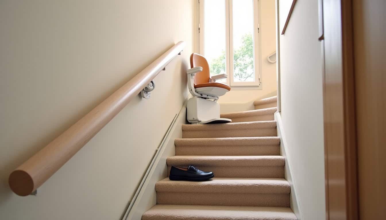 Installation d’un monte-escalier droit dans une maison à Tuffé Val de la Chéronne