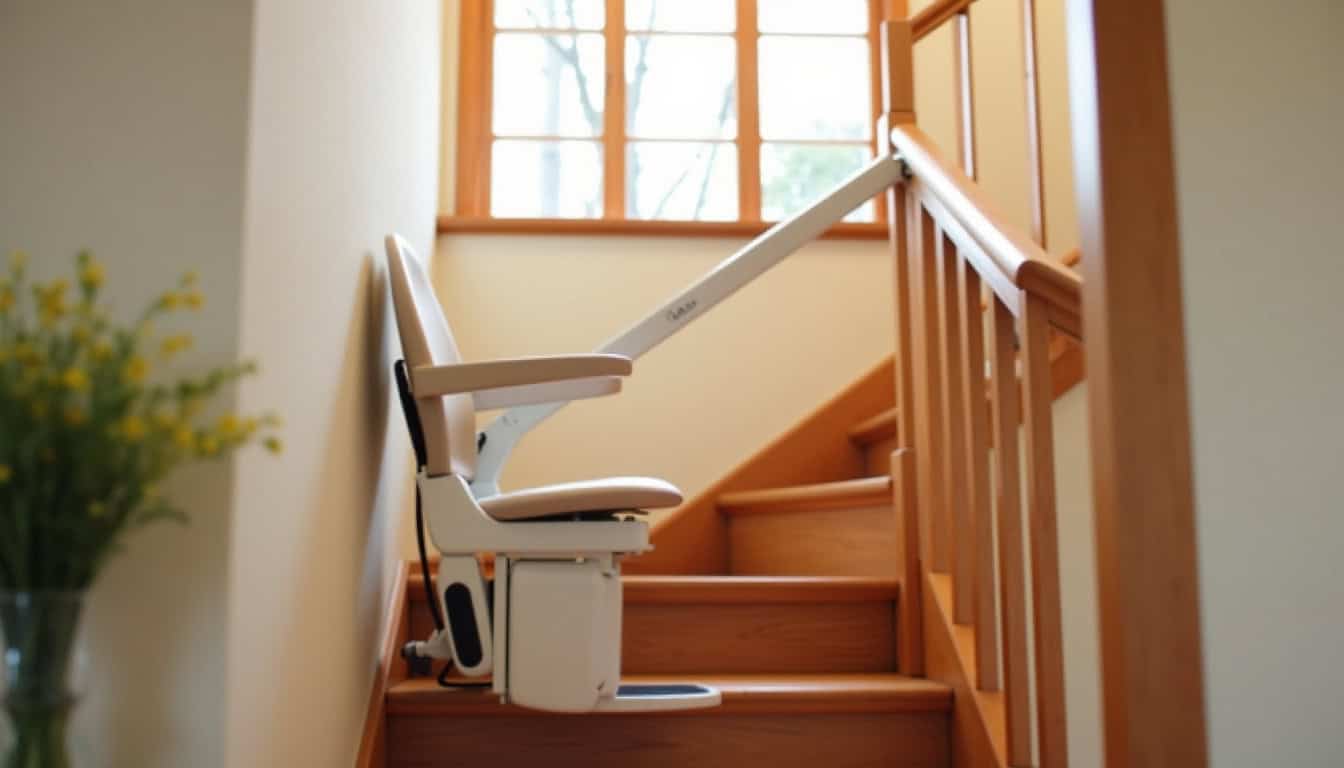 Installation d’un monte-escalier droit le long d’un escalier intérieur à Saint-Léger-de-Linières