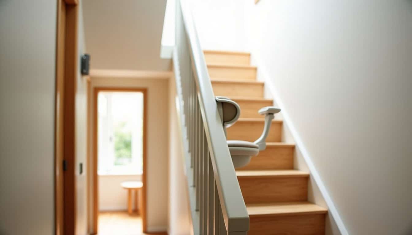 Installation d’un monte-escalier droit sur un escalier intérieur à Fleury-sur-Orne