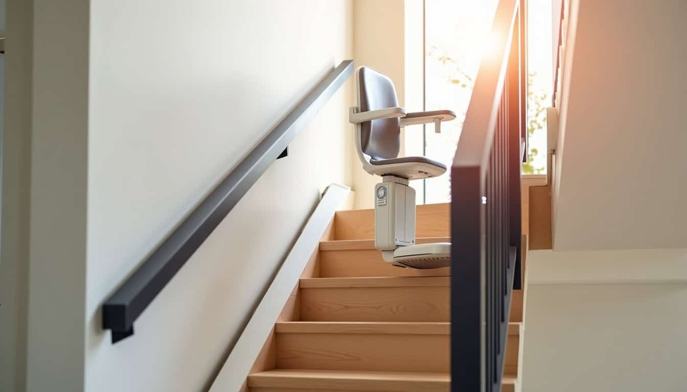Installation d’un monte-escalier droit sur un escalier rectiligne à Douchy-Montcorbon