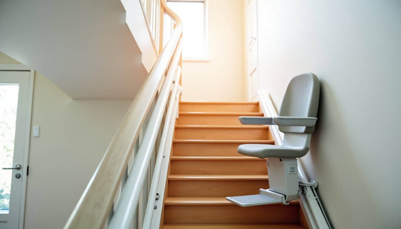 Installation d’un monte-escalier droit sur un escalier rectiligne à Mary-sur-Marne