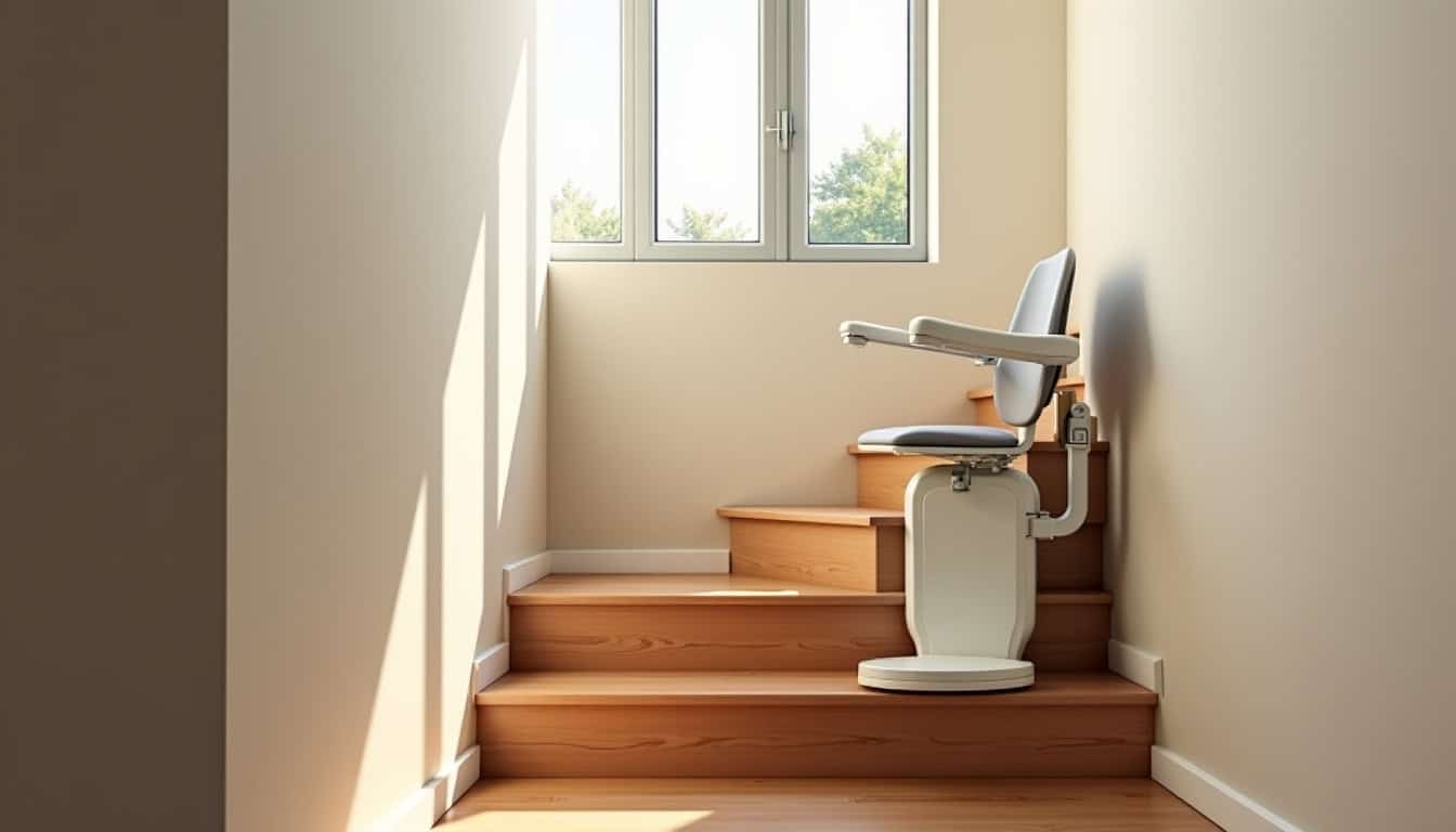 Installation d’un monte-escalier droit sur un escalier rectiligne à Saint-Justin