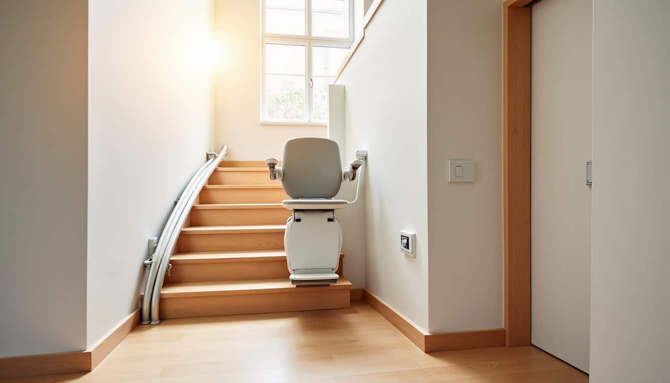 Installation d’un monte-escalier droit sur un escalier rectiligne dans une maison à Meyzieu