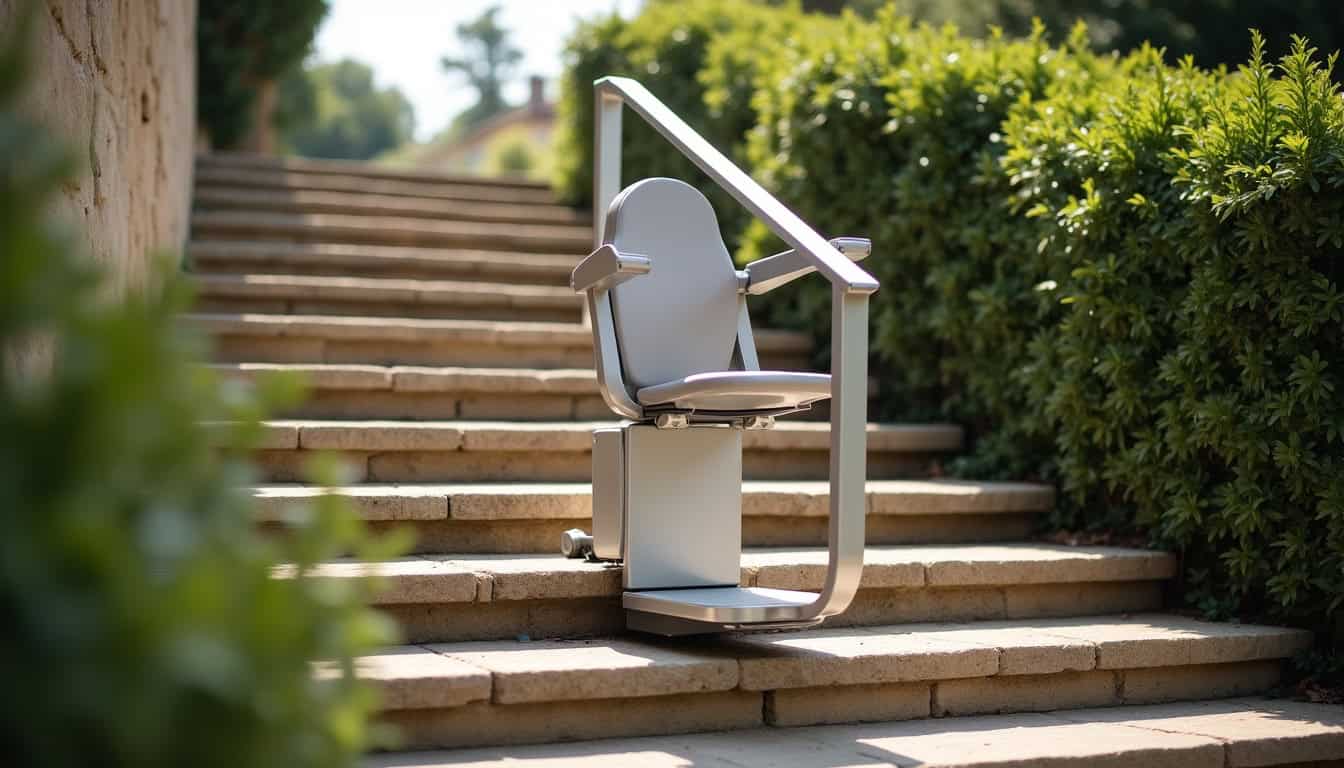 Installation d’un monte-escalier extérieur à Pocé-sur-Cisse sur un escalier en pierre