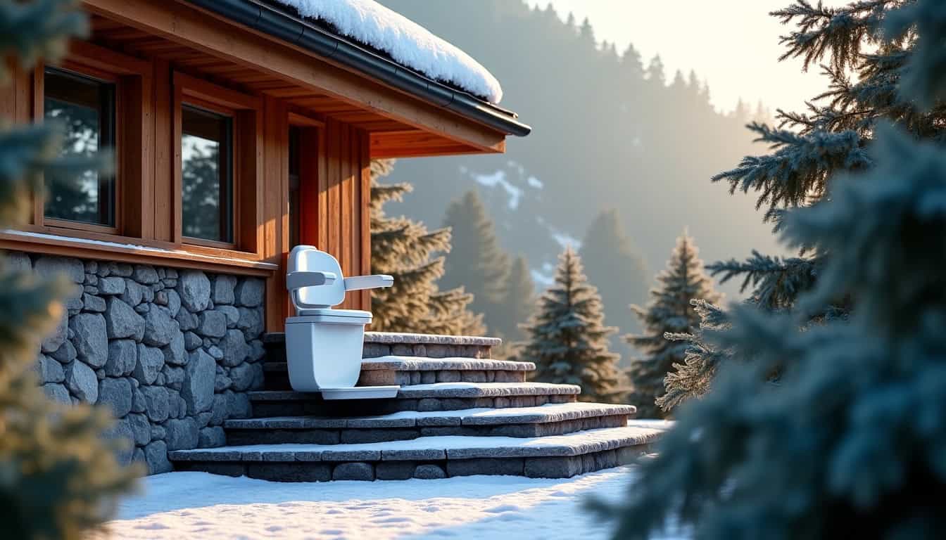 Installation d’un monte-escalier extérieur dans un logement à Coise-Saint-Jean-Pied-Gauthier