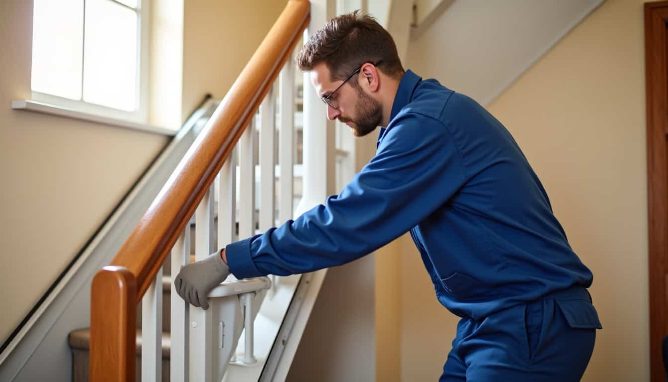 Installation d’un monte-escalier par un technicien à Excenevex