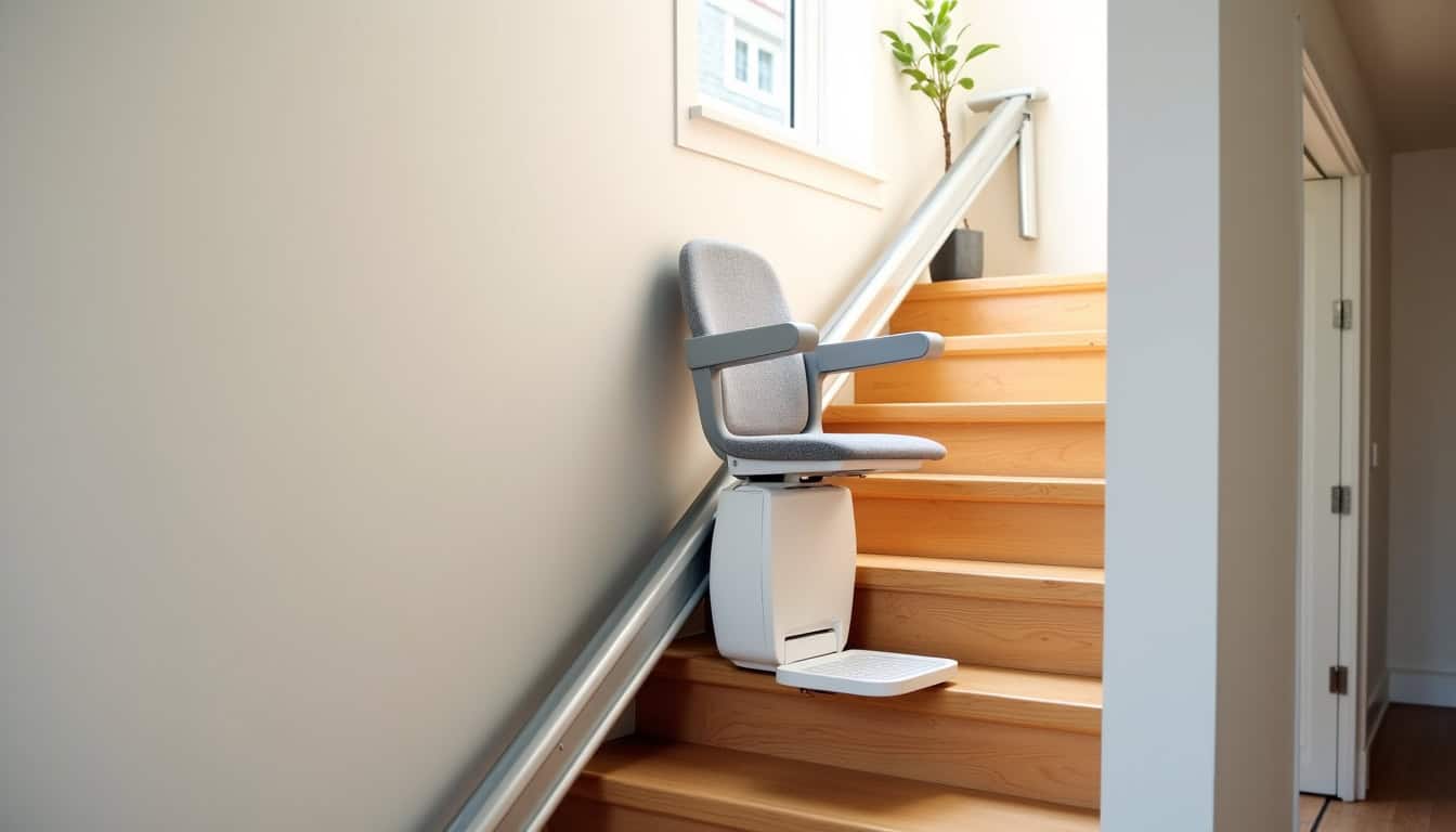 Installation d’un monte-escalier sur un escalier droit dans une maison à Eulmont