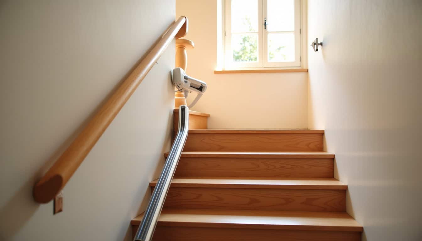 Installation d’un monte-escalier sur un escalier droit dans une maison traditionnelle à Billy-sur-Aisne