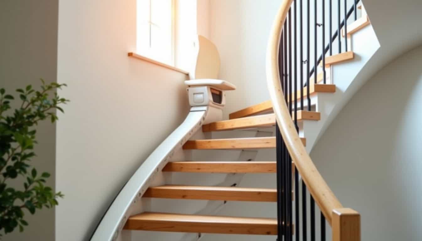 Installation d’un monte-escalier sur un escalier tournant à Meynes