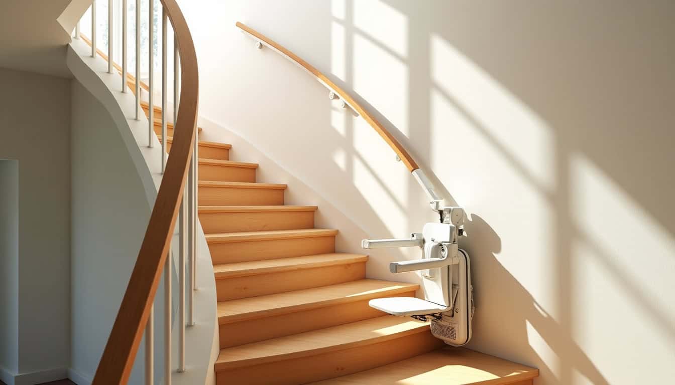 Installation d’un monte-escalier sur un escalier tournant dans une maison à Garéoult