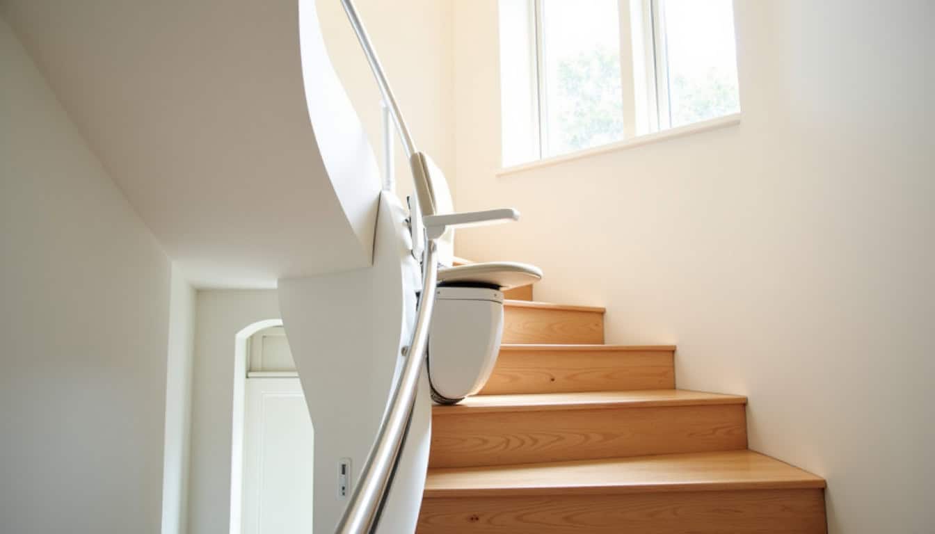 Installation d’un monte-escalier tournant dans un escalier à virage à Cattenom
