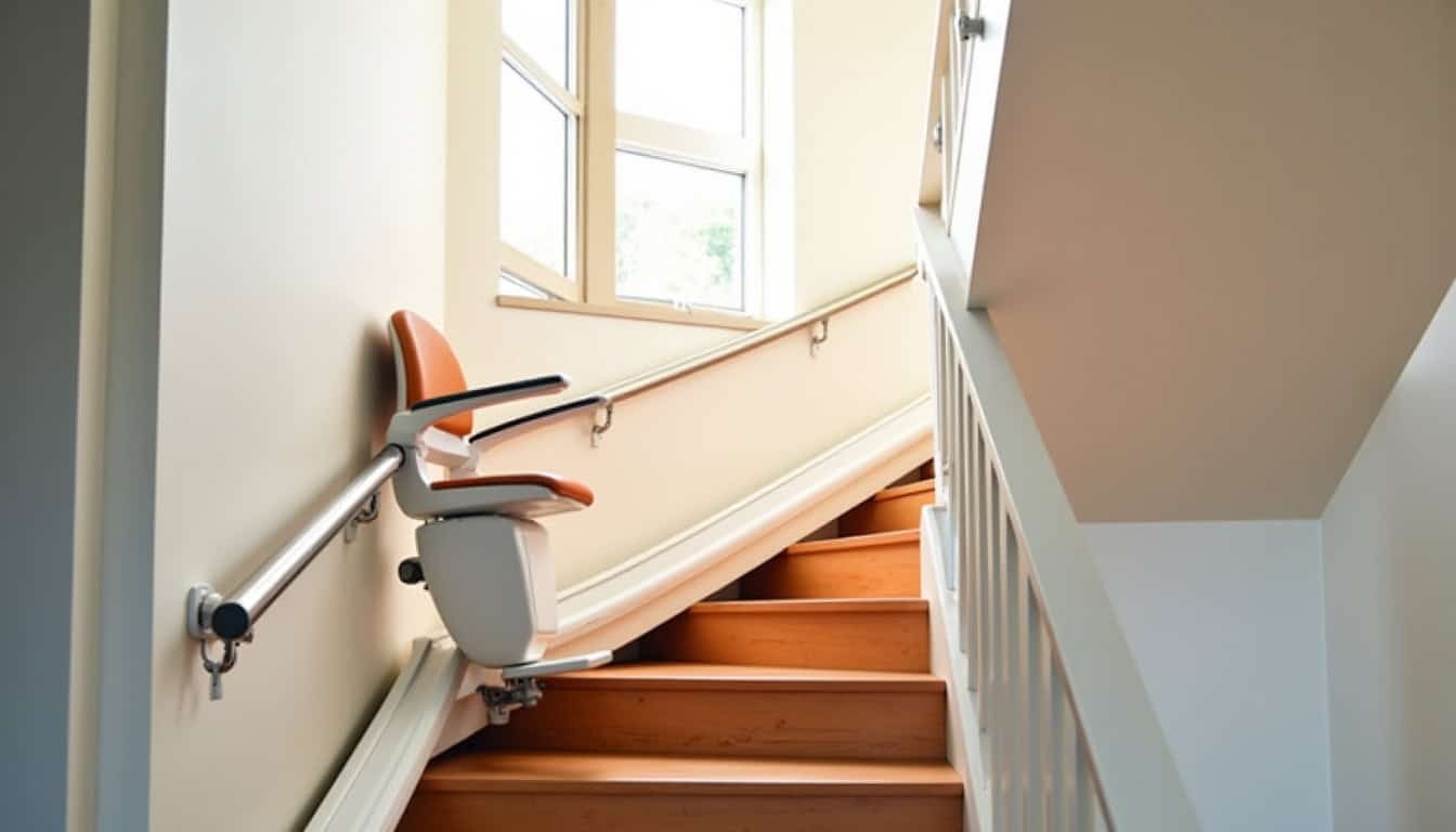 Installation d’un monte-escalier tournant dans un escalier en colimaçon à Roquetoire