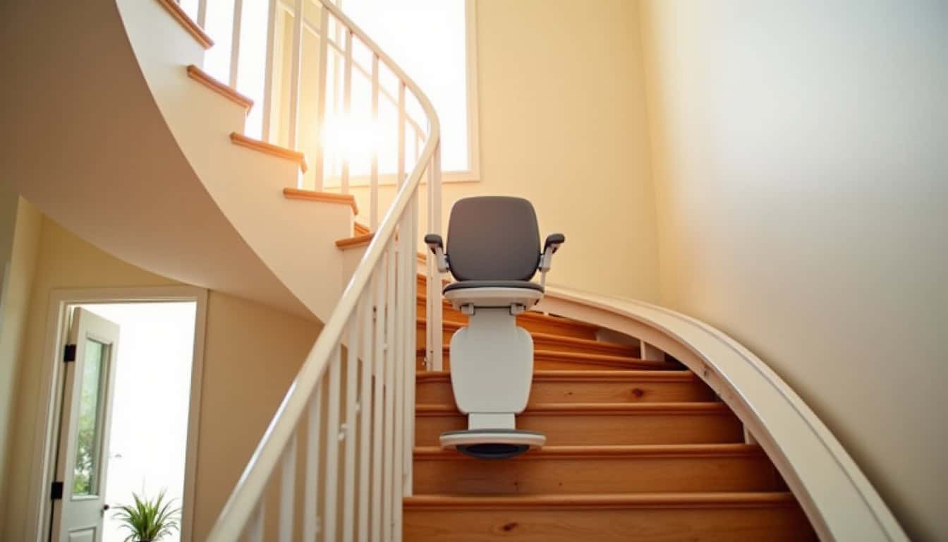 Installation d’un monte-escalier tournant dans une maison à Beautiran avec virage en colimaçon