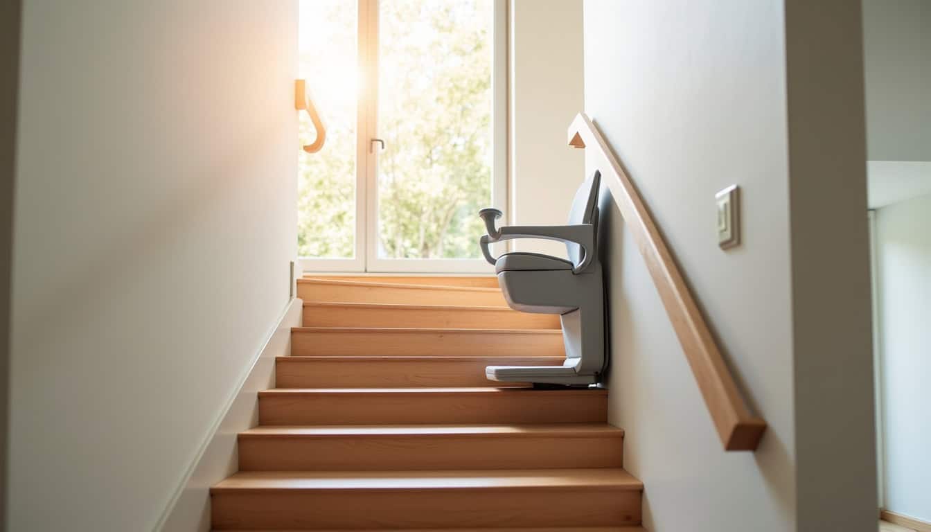 Installation d’un monte-escalier tournant dans une maison à Joncherey