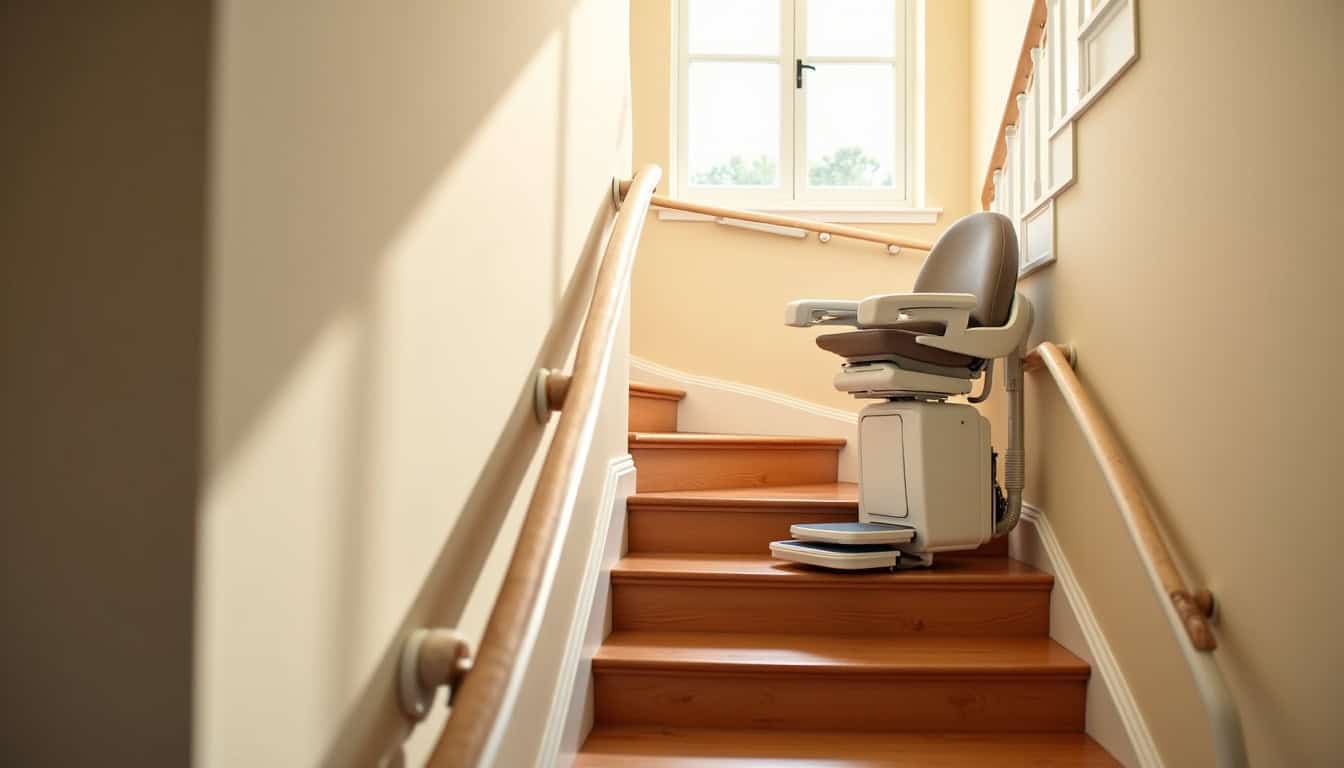 Installation d’un monte-escalier tournant dans une maison à Neuve-Chapelle