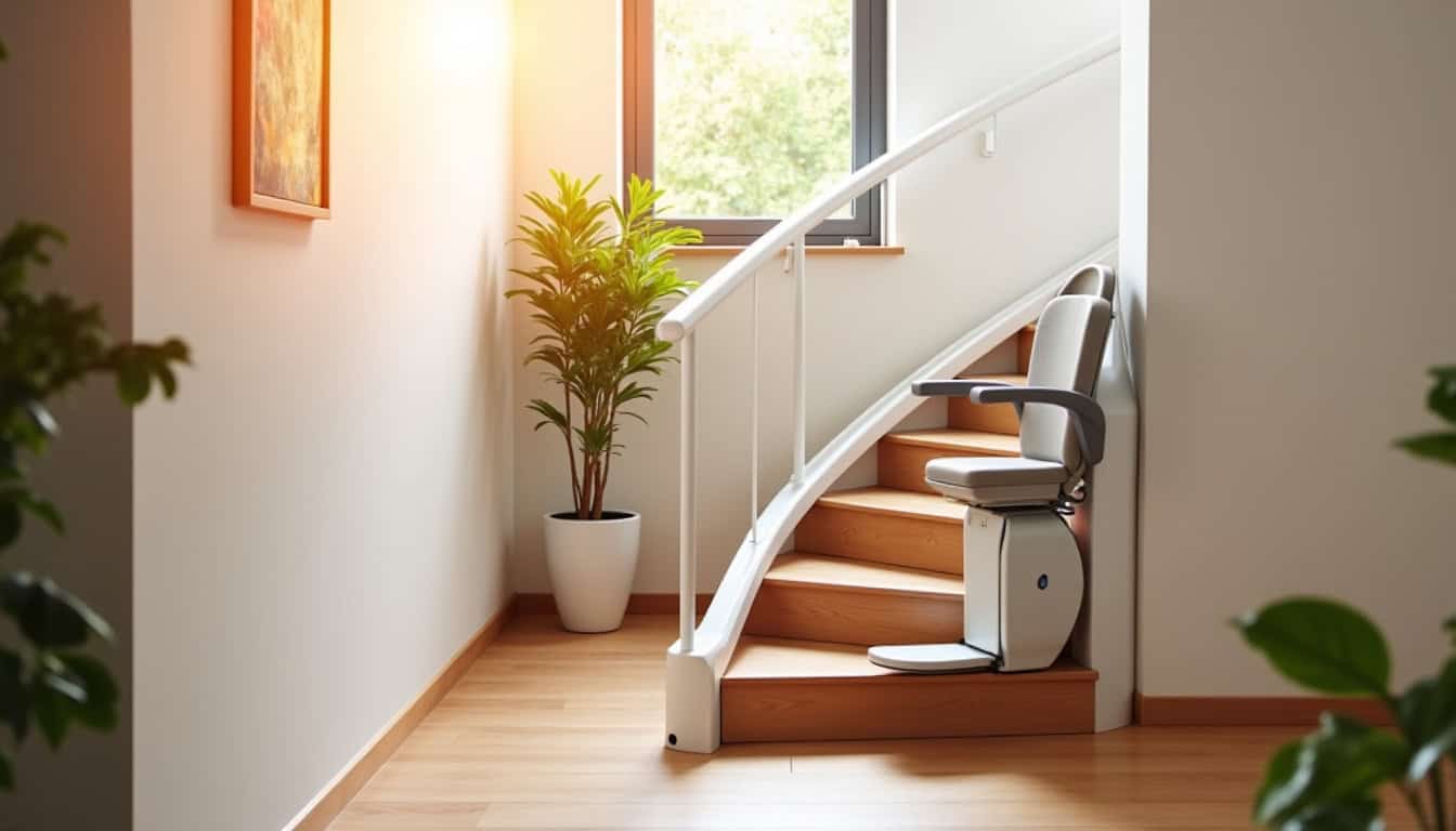 Installation d’un monte-escalier tournant dans une maison à Ognes