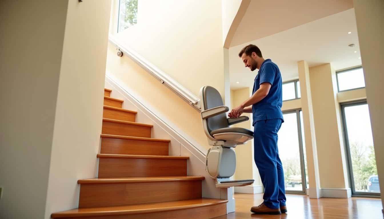 Installation d’un monte-escalier tournant dans une maison à Peyruis
