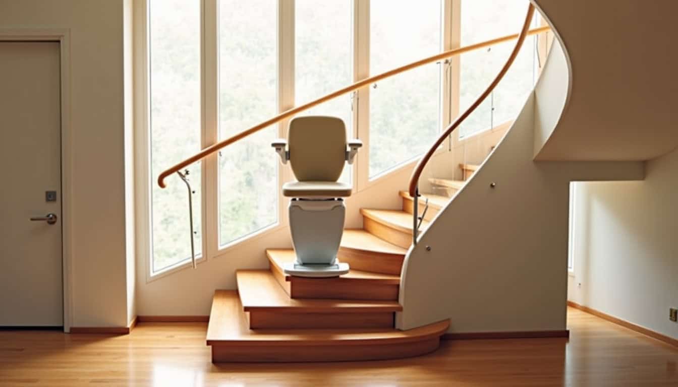 Installation d’un monte-escalier tournant dans une maison à Viarmes