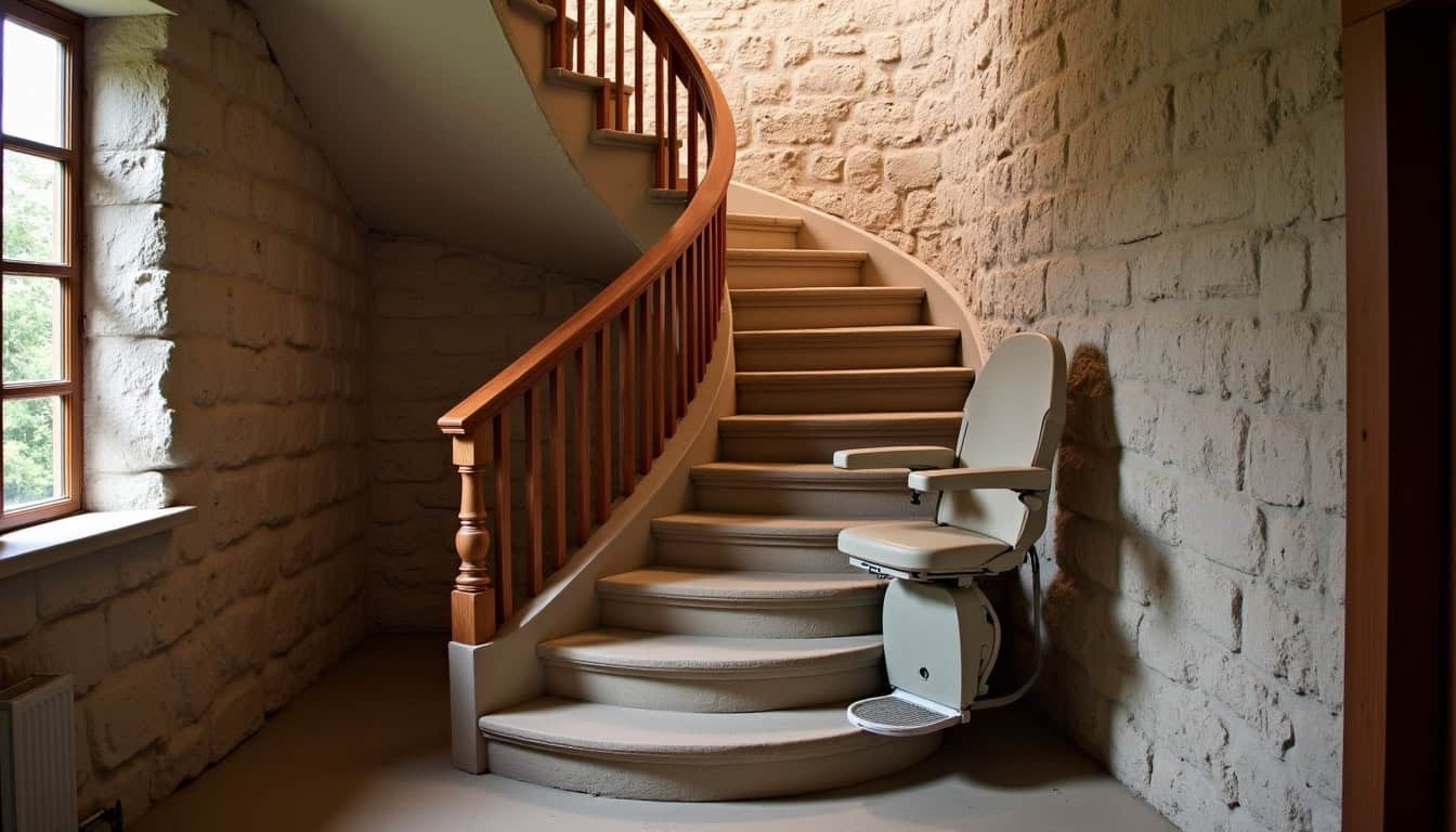 Installation d’un monte-escalier tournant dans une maison ancienne à Pargny-sur-Saulx