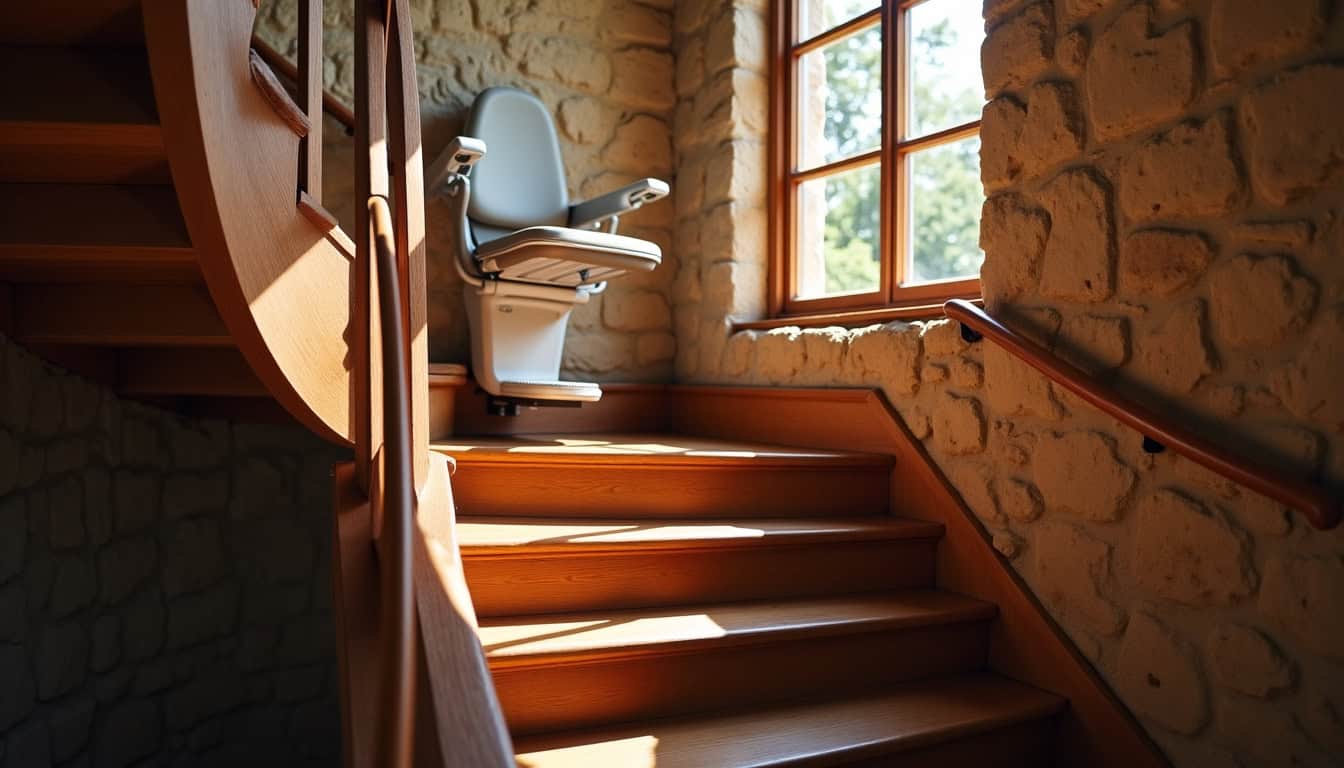 Installation d’un monte-escalier tournant dans une maison ancienne à Saint-Erblon