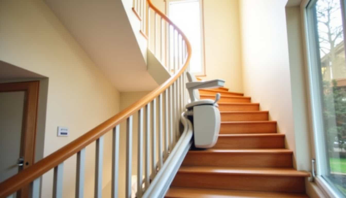 Installation d’un monte-escalier tournant dans une maison de Tourville-la-Rivière