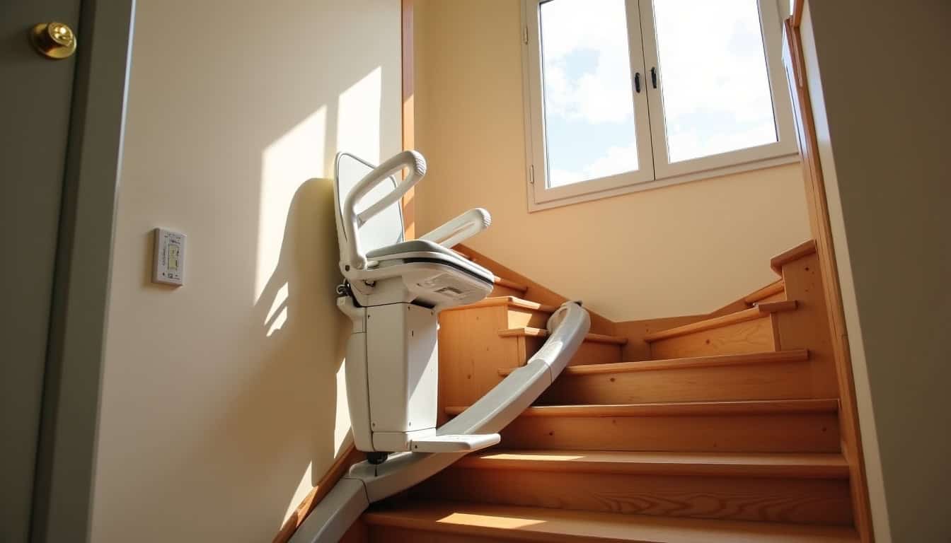 Installation provisoire d’un monte-escalier pour usage temporaire à Lavardac