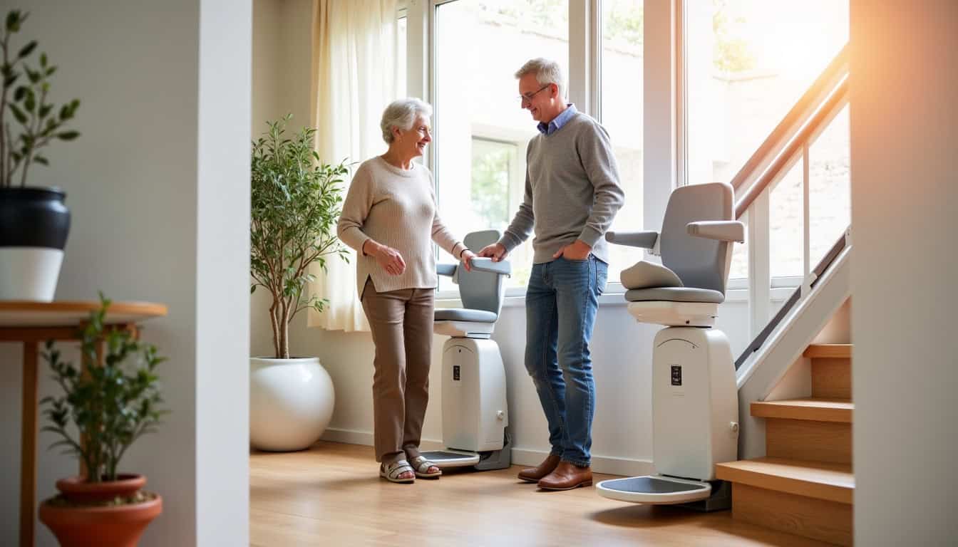 Intérieur d’un point conseil Stannah dans le Var, avec exposition de monte-escaliers