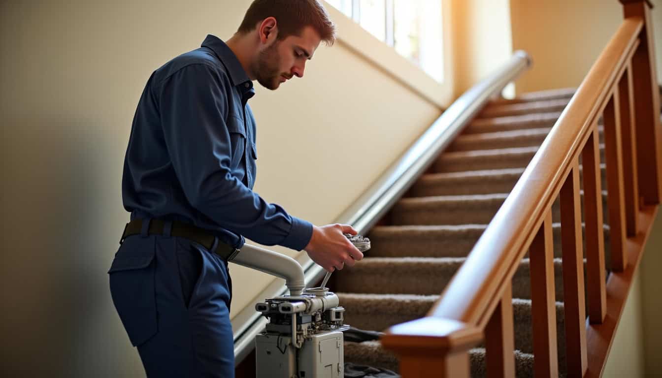 Intervention de maintenance sur un monte-escalier à Domart-en-Ponthieu