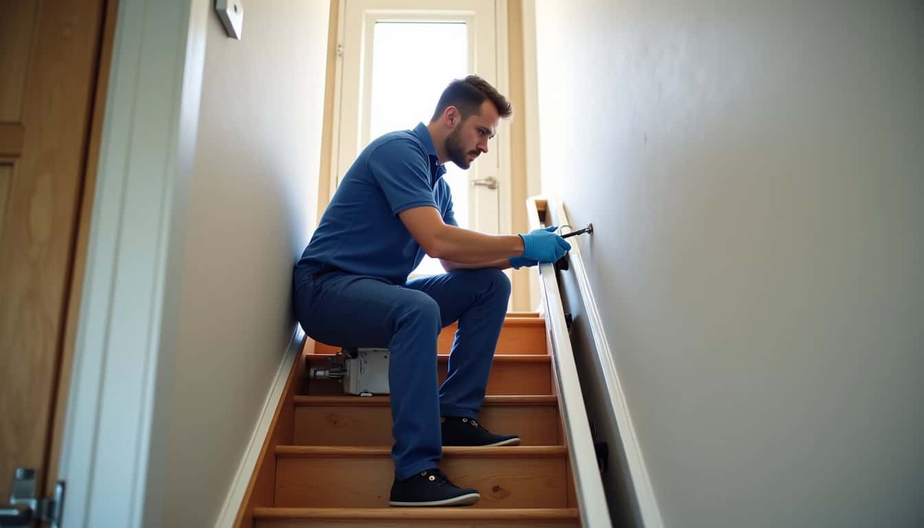 Intervention d’un technicien spécialisé lors de l’installation d’un monte-escalier à Illange