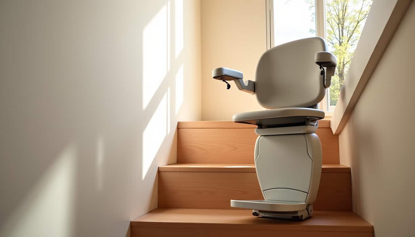 Modèle de monte-escalier à siège installé dans une maison de Guiche