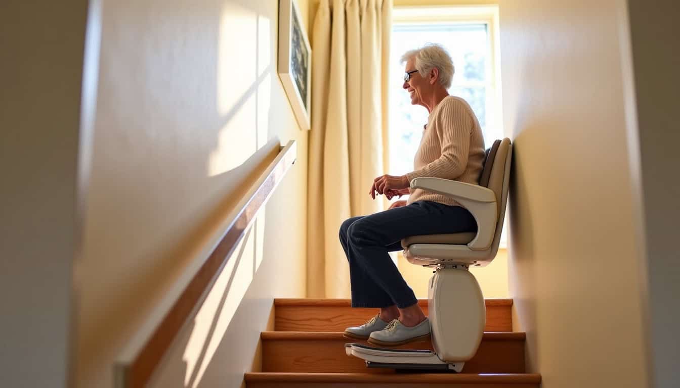 Installation d'un monte-escalier sur un escalier tournant à Bindernheim