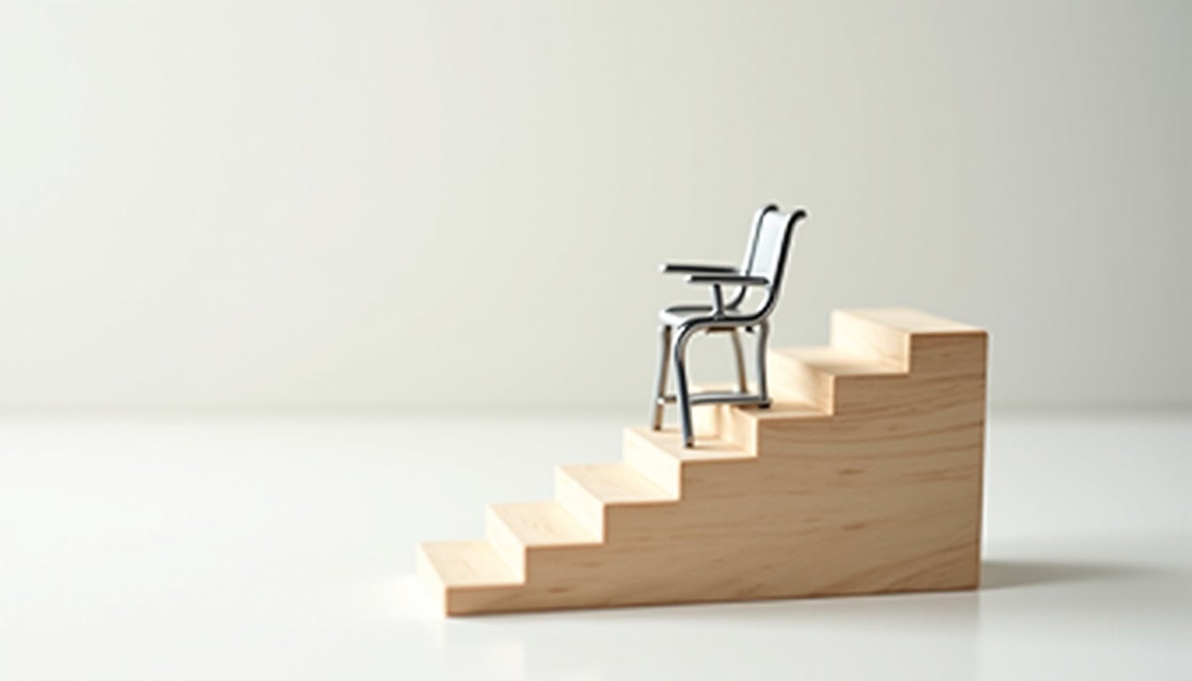 Monte-escalier tournant en cours d'installation dans une maison à Chailles