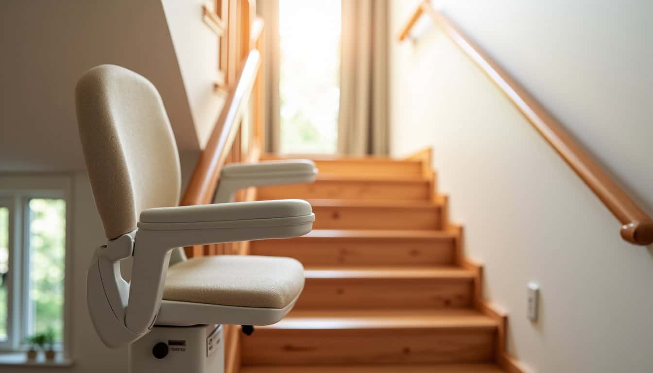 Installation d’un monte-escalier électrique dans un escalier tournant à Chaumes-en-Brie