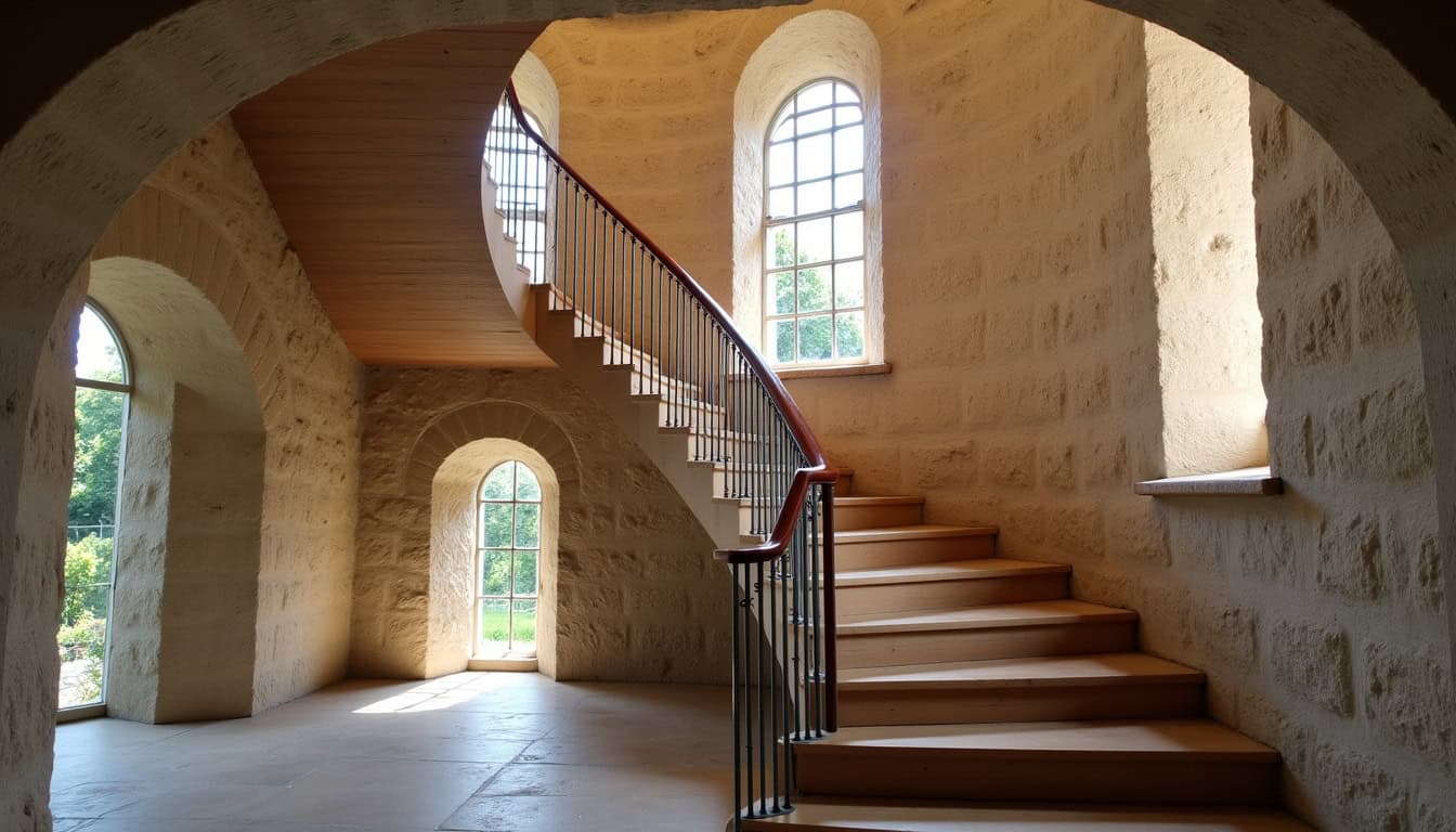 Monte-escalier tournant installé dans une maison ancienne à Civray-de-Touraine