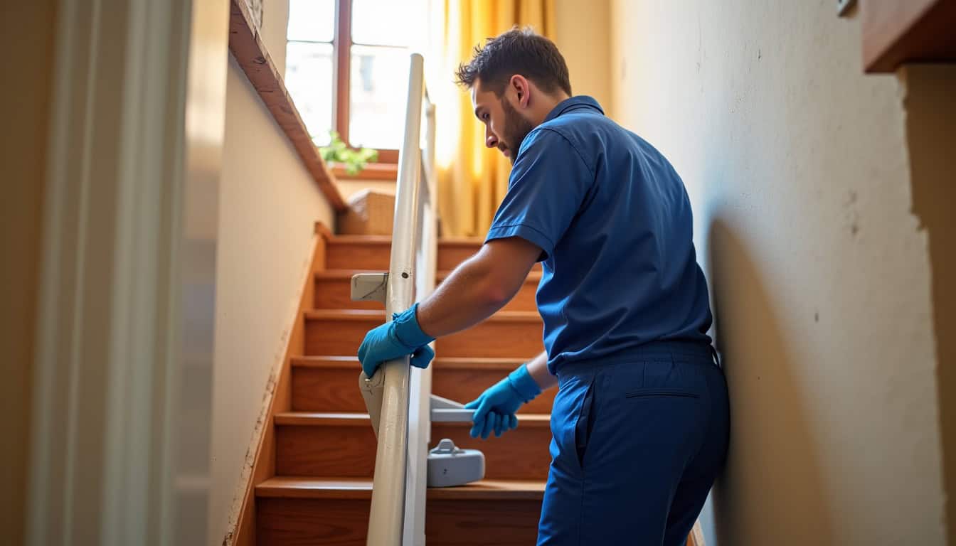 Installation d’un monte-escalier par un technicien à Civray-de-Touraine