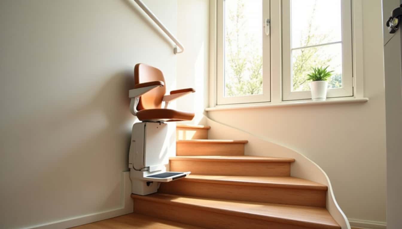 Monte-escalier courbe en cours d