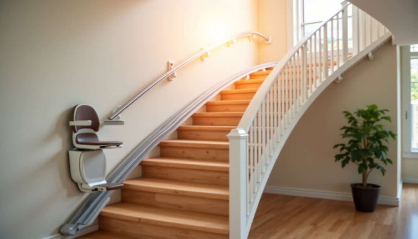 Monte-escalier courbe en cours d