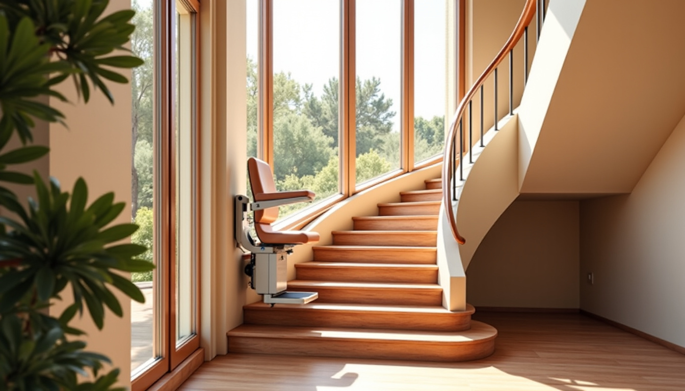 Monte-escalier courbe personnalisé installé dans une villa à Ramatuelle