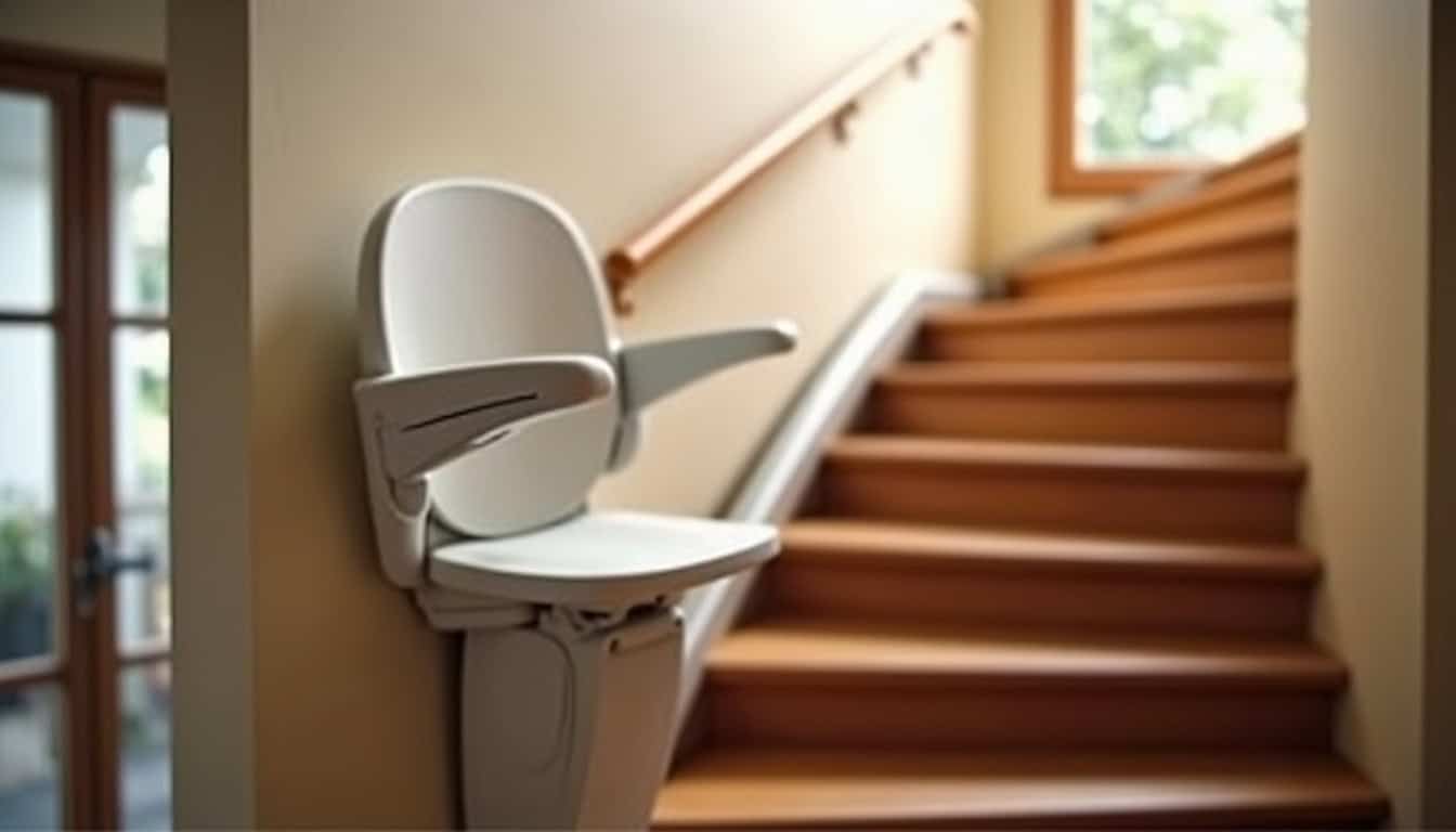 Installation d’un monte-escalier sur une volée d’escalier traditionnelle à Couternon
